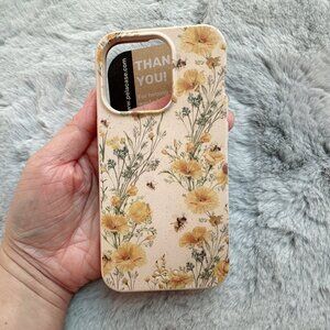 Pela Beige Flowers and Bees iPhone 14 Pro Phone Case